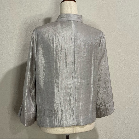 Ruby Rd. Silver Shimmer Button-Up Jacket Size 12 - Picture 7 of 9